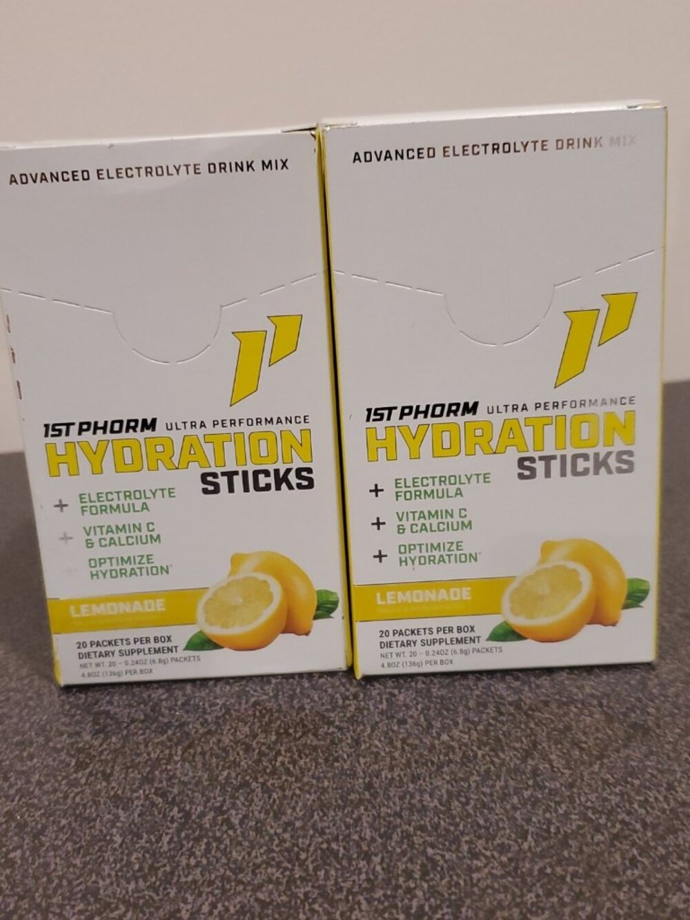 1st Phorm Hydration Electrolyte Drink Mix Powder (2) Lemonade 20 Pack Sugar-Free